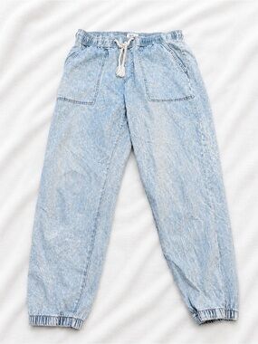 Light Acid-Wash Jogger Sweatpants - Light Blue